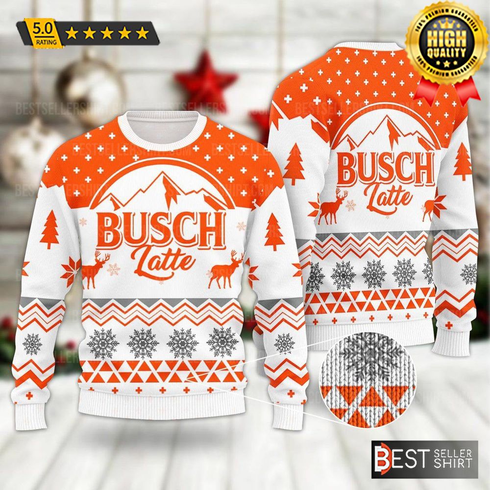 Busch Latte Beer Logos Mountain Beer Lover Gifts Christmas Ugly Sweater 1