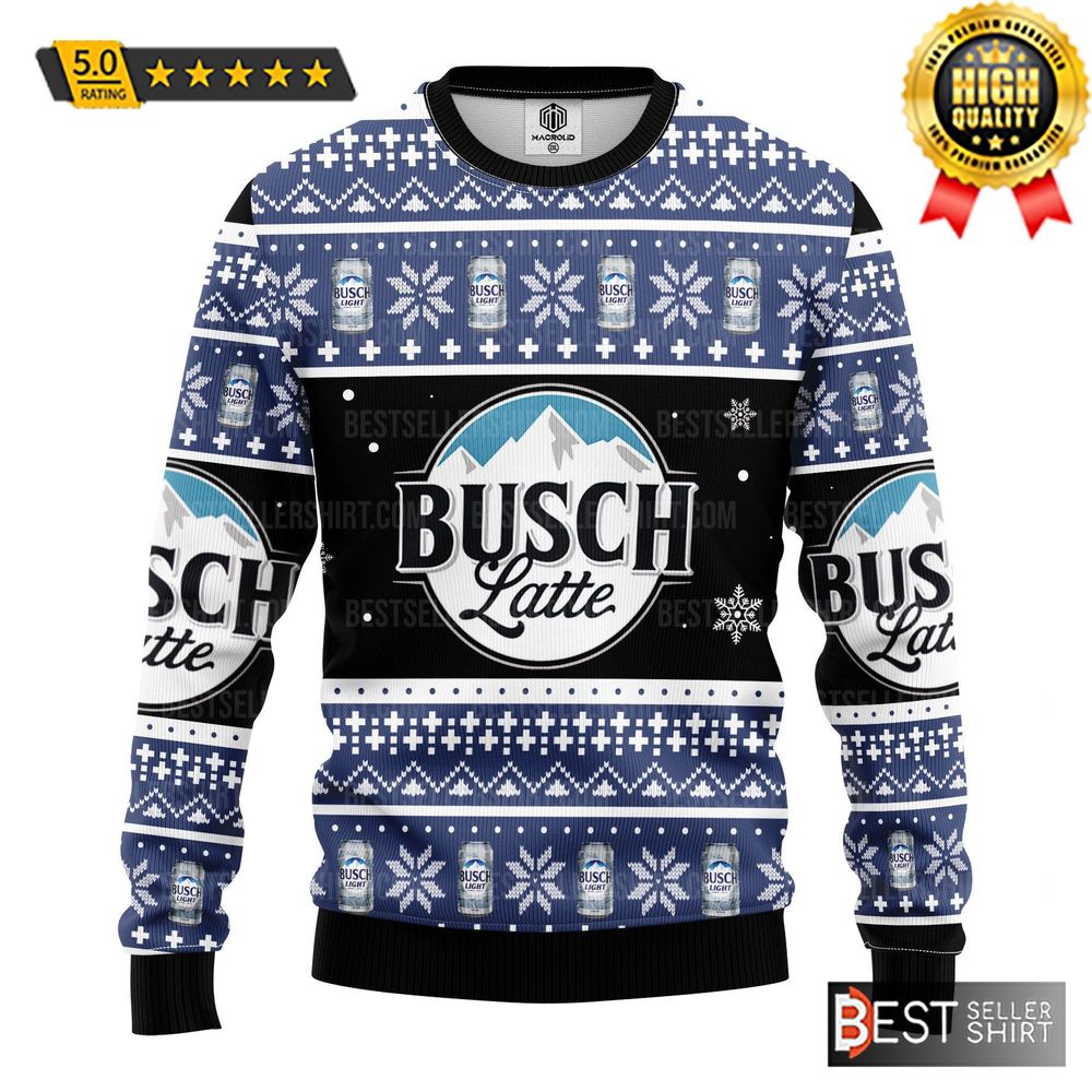 Busch Latte Beer Logos Vintage Christmas Ugly Sweater 1