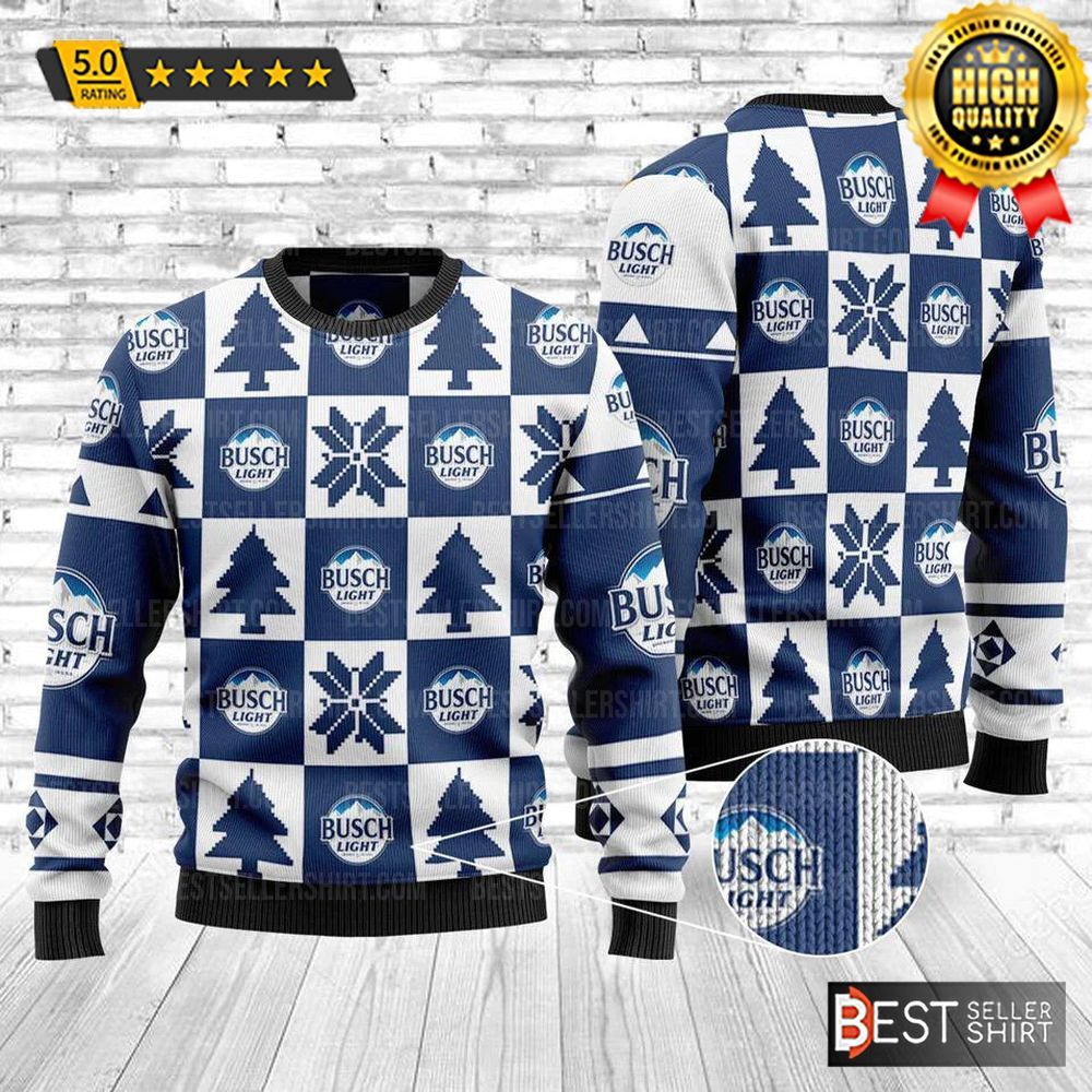 Busch Light Beer Logos Christmas Pattern Christmas Ugly Sweater 1