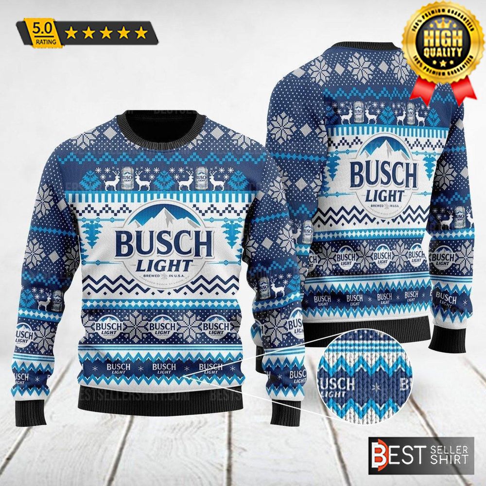 Busch Light Beer Logos Christmas Ugly Sweater 1