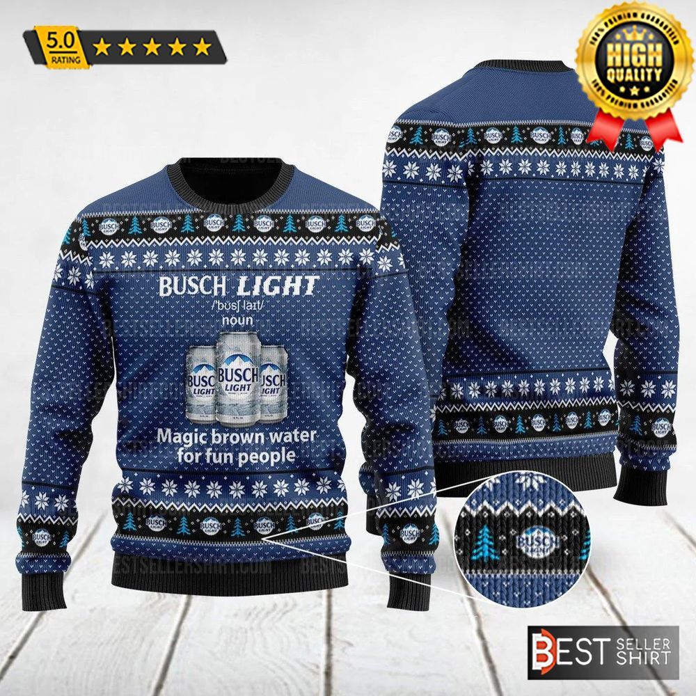 Busch Light Beer Logos Funny Definition Christmas Ugly Sweater 1