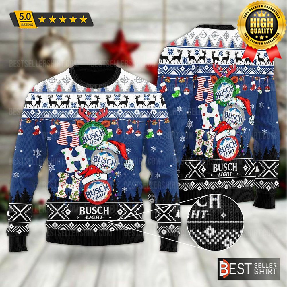 Busch Light Beer Logos HoHoHo Christmas Ugly Sweater 1