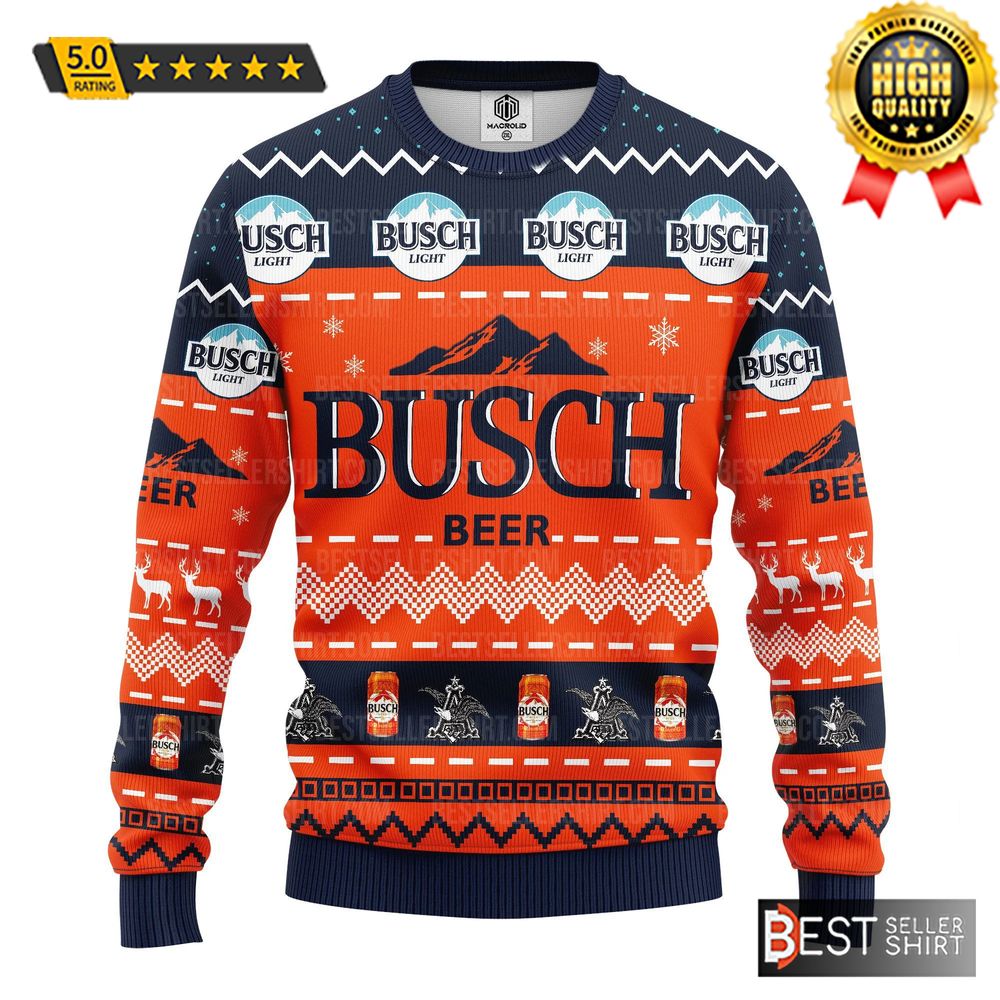 Busch Light Beer Logos Moutain Ugly Sweater 1