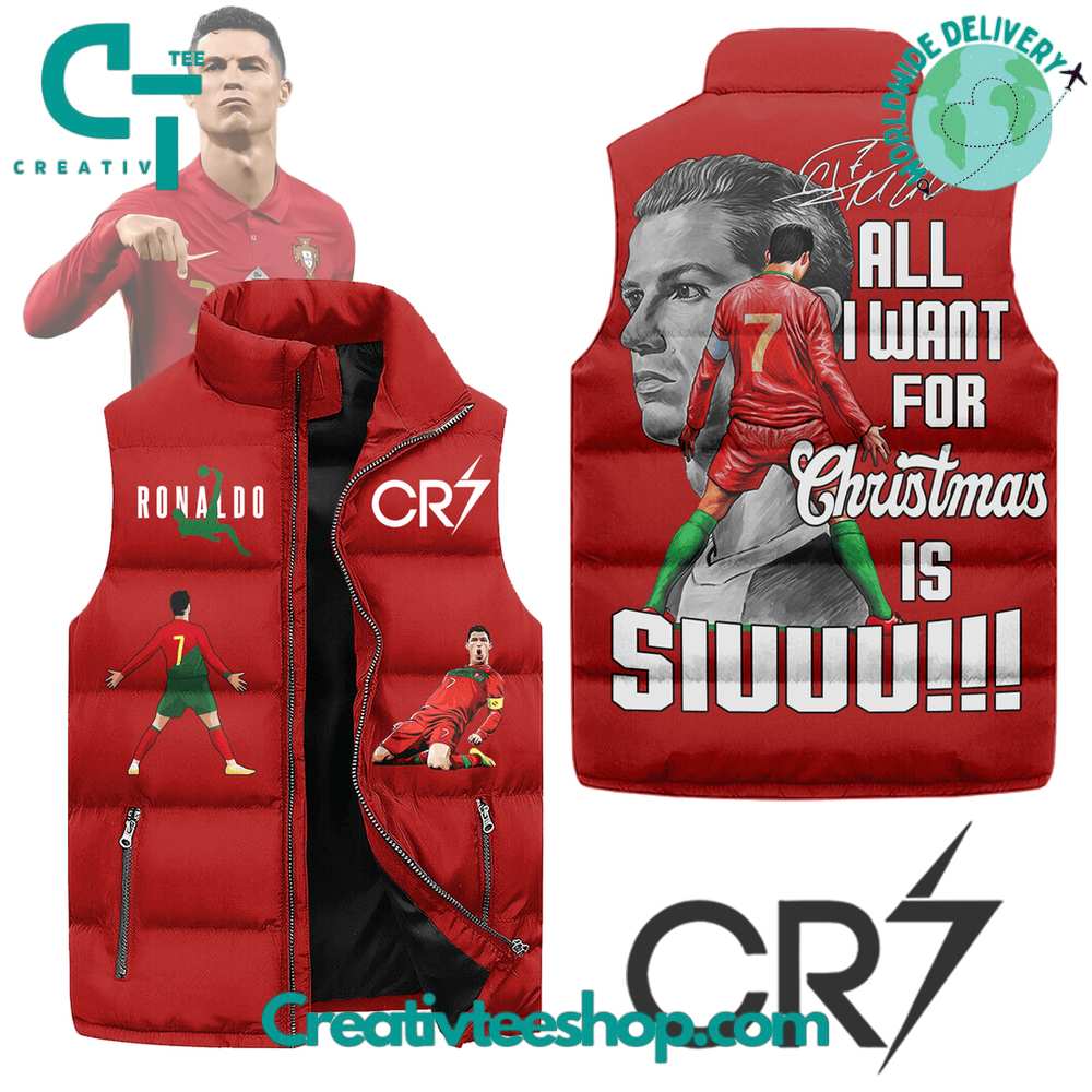 CR7 All I Want For Christmas Is Siuu Sleeveless Puffer Jacket 1