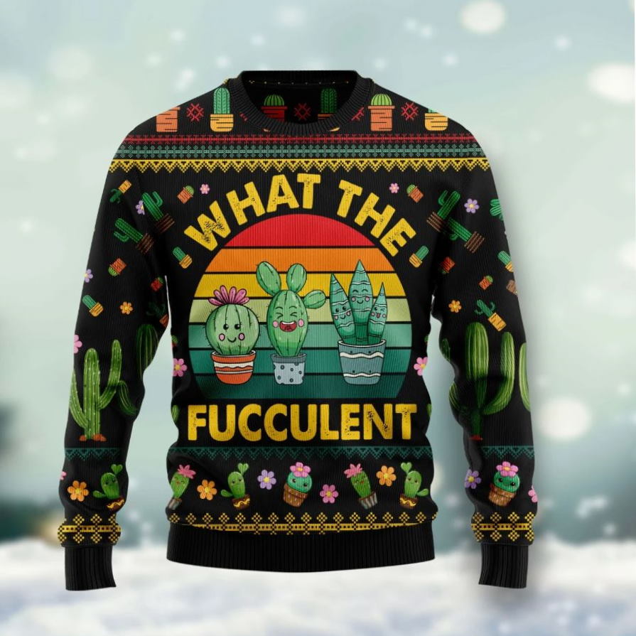 Cactus What The Fucculent Xmas 3D Sweater