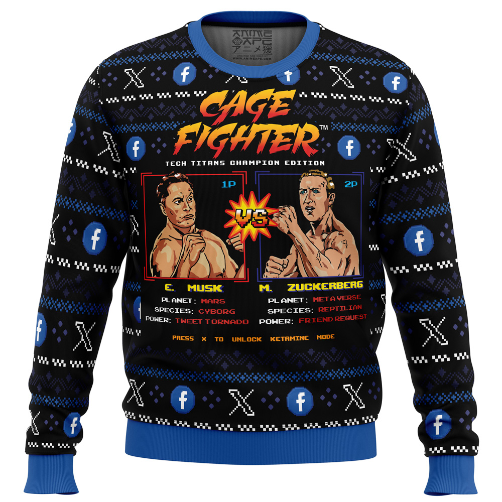 Cage Fighter PC Ugly Christmas Sweater FRONT mockup