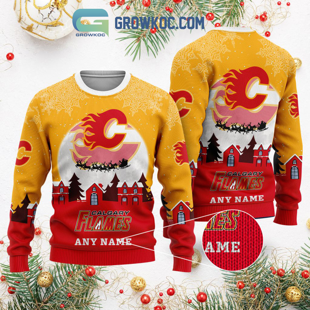 Calgary Flames NHL Merry Christmas Personalized Ugly Sweater2B1 YJ5ZN