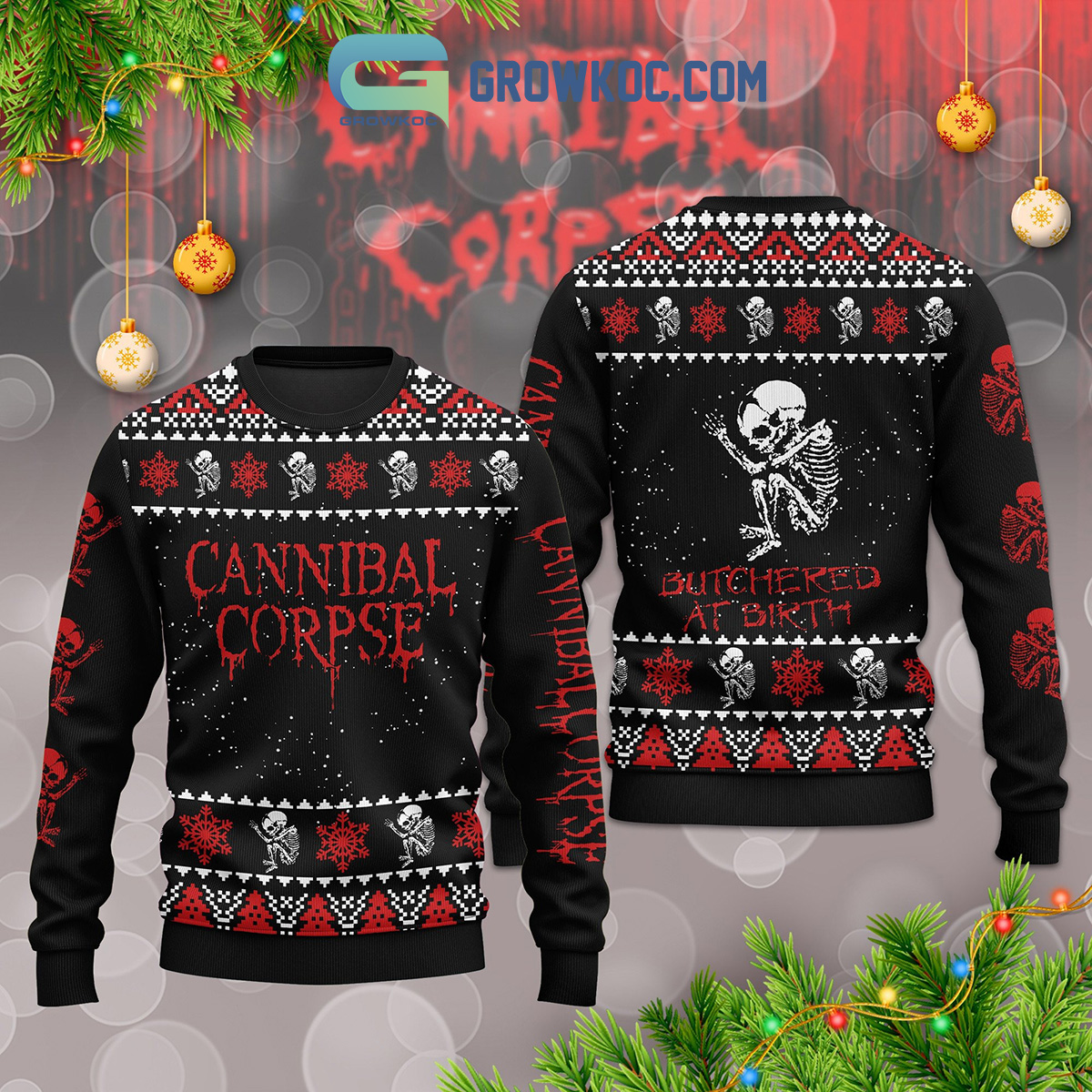 Cannibal Corpse Butchered At Birth Christmas Winter Holidays Ugly Sweater2B1 pAsPE