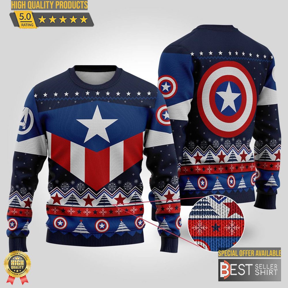 Captain America Ugly Christmas Sweater Avengers Ugly Sweatshirt Christmas Gifts 1