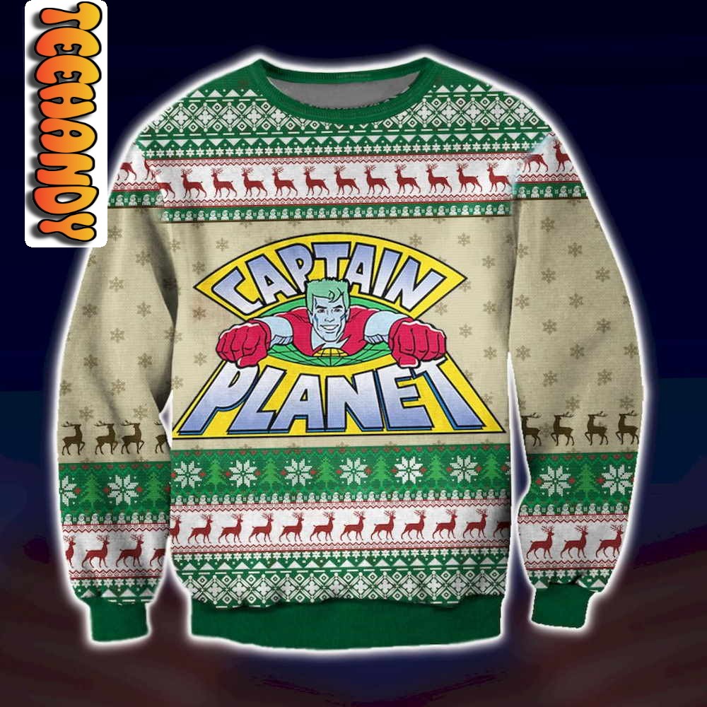 Captain Planet Vintage Christmas Ugly Sweater