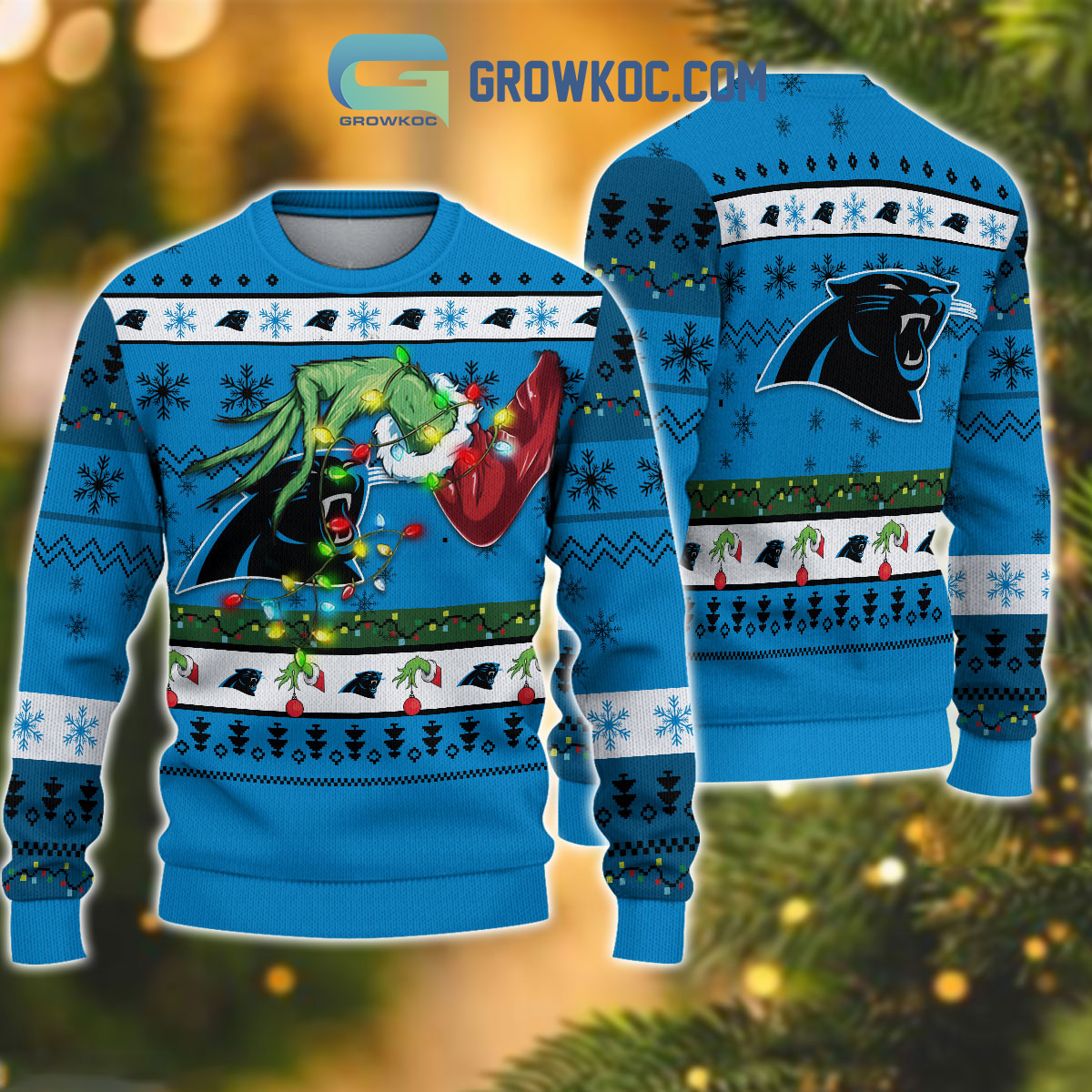 Carolina Panthers NFL Grinch Christmas Ugly Sweater2B1 YhVUN