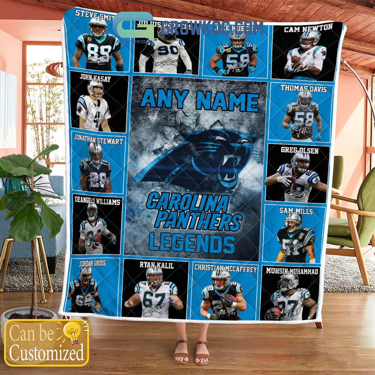 Carolina Panthers NFL Legends In History Personalized Fleece Blanket Quilt2B1 DVapU