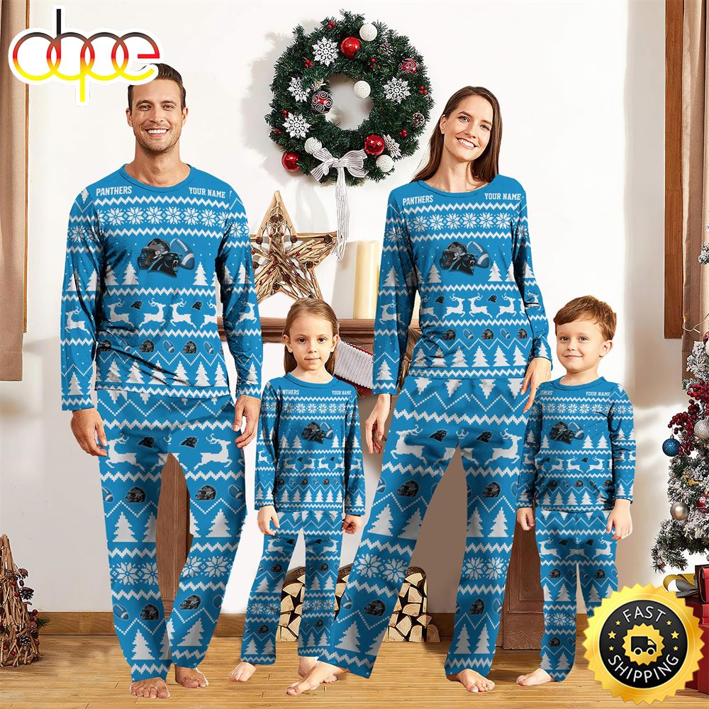 Carolina Panthers Christmas NFL Custom Family Pajamas qmaulj