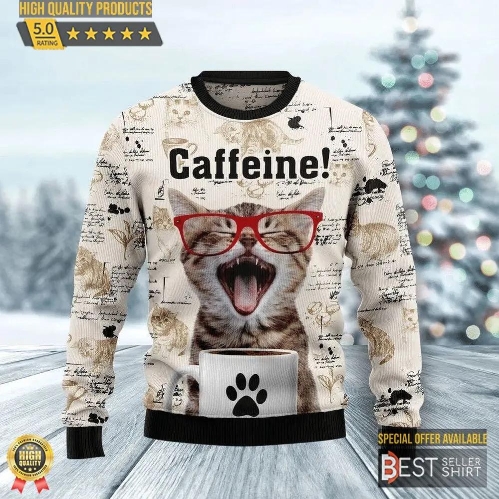 Cat Caffeine Ugly Christmas Sweater 1