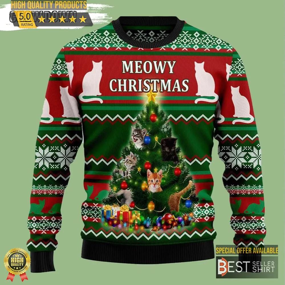 Cat Meowy Ugly Christmas Sweater 1