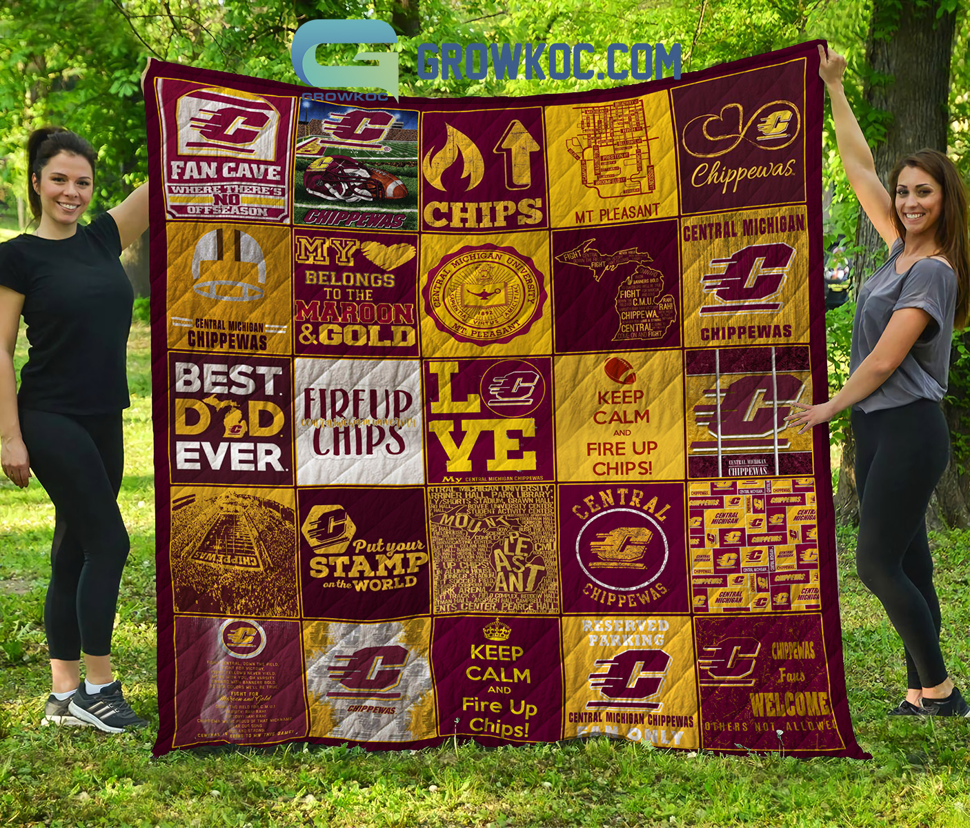 Central Michigan Chippewas NCAA Collection Design Fleece Blanket Quilt2B1 DWt9D