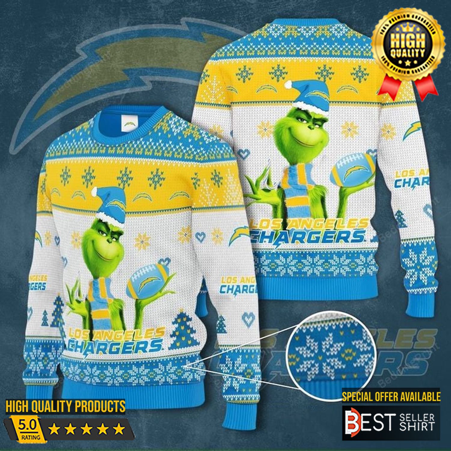 Chargers Football Nfl Grinch Ugly Christmas Sweater Grinch Christmas Movie