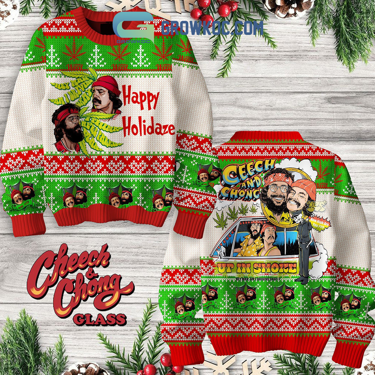 Cheech And Chong Up In Smoke Christmas Ugly Sweater2B1 QLsii