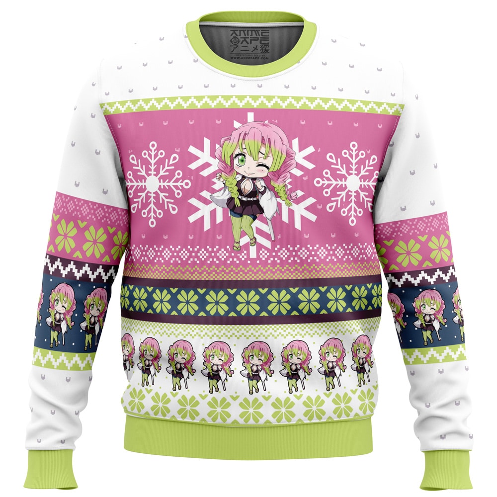 Chibi Christmas Mitsuri Kanroji DS PC Ugly Christmas Sweater front mockup