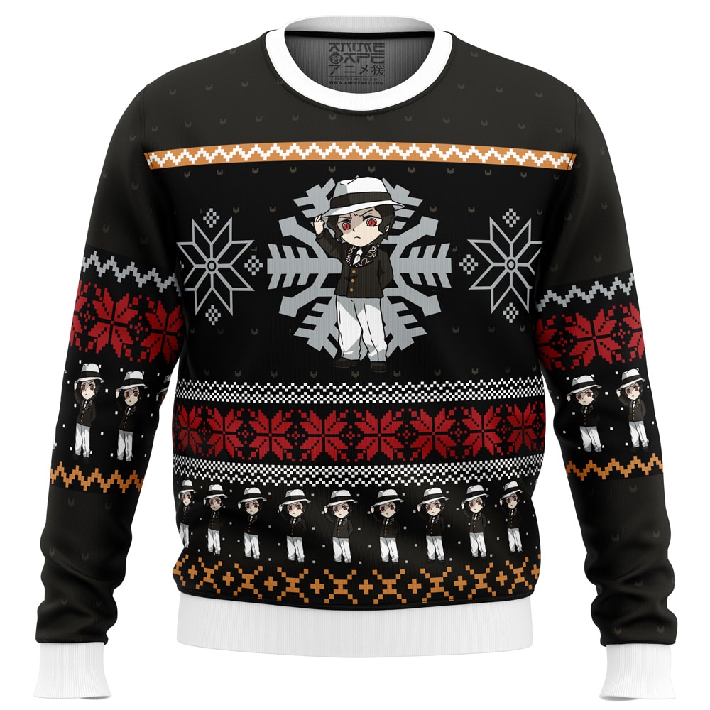 Chibi Christmas Muzan Kibutsuji DS PC Ugly Christmas Sweater front mockup