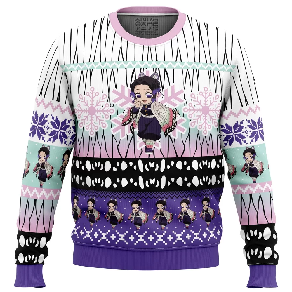 Chibi Christmas Shinobu Kocho DS PC Ugly Christmas Sweater front mockup