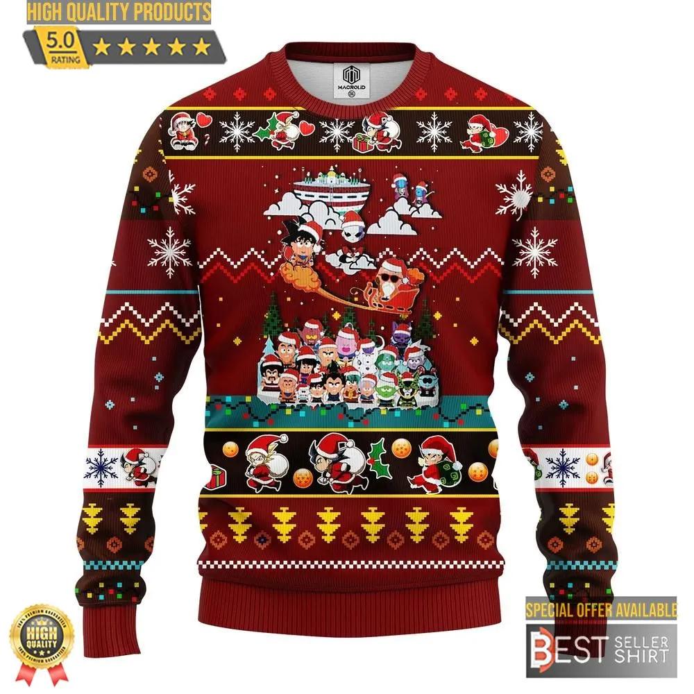 Chibi Dragon Ball Anime Characters Ugly Christmas Sweater 1