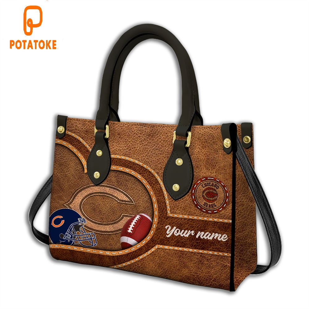 Chicago Bears Custom Name NFL Leather Bag