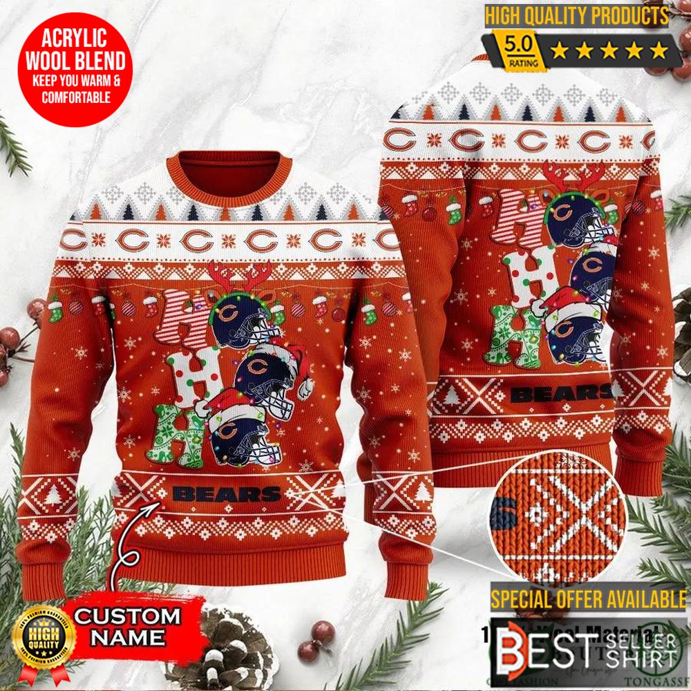 Chicago Bears Football Logo Hohoho Christmas Ugly Sweater Personalized Shirt 1