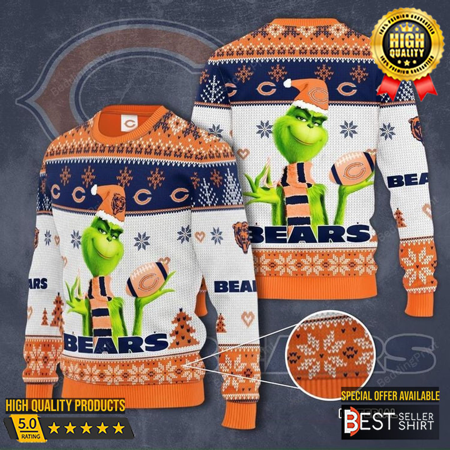 Chicago Bears Football Nfl Grinch Ugly Christmas Sweater Grinch Christmas Movie