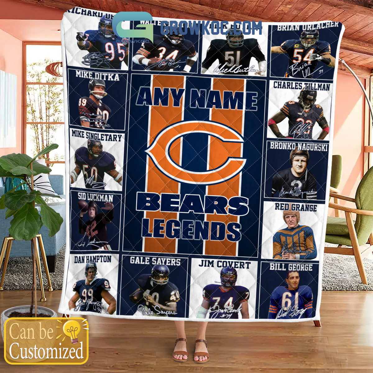 Chicago Bears NFL Legends In History Personalized Fleece Blanket Quilt2B1 BMXI5