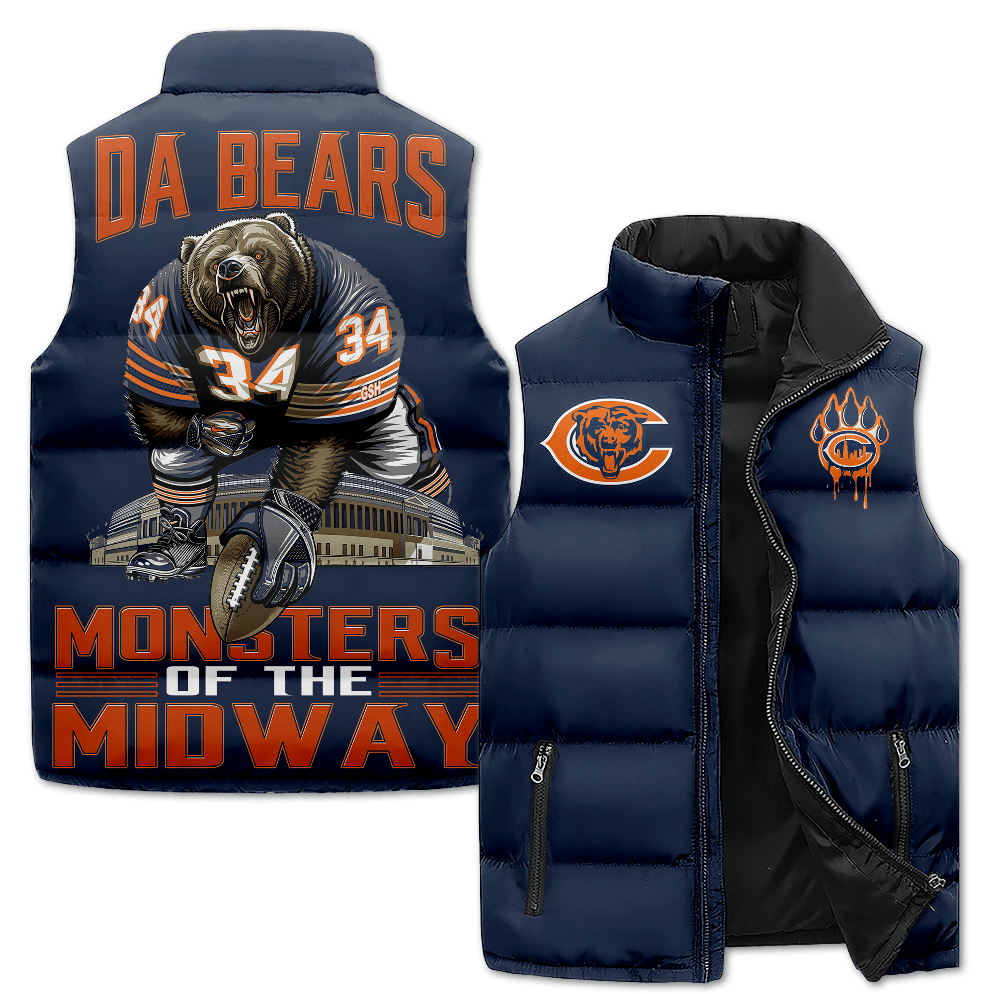 Chicago Bears Puffer Sleeveless Jacket Monters Of The Midway2B1 F88Tw