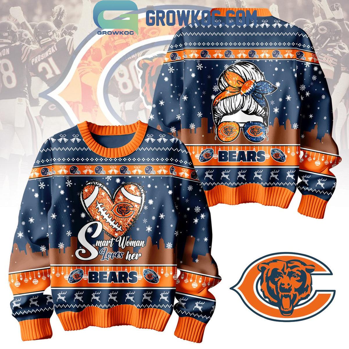 Chicago Bears Smart Women Love Her Bears Christmas Ugly Sweater 1 Frf8b