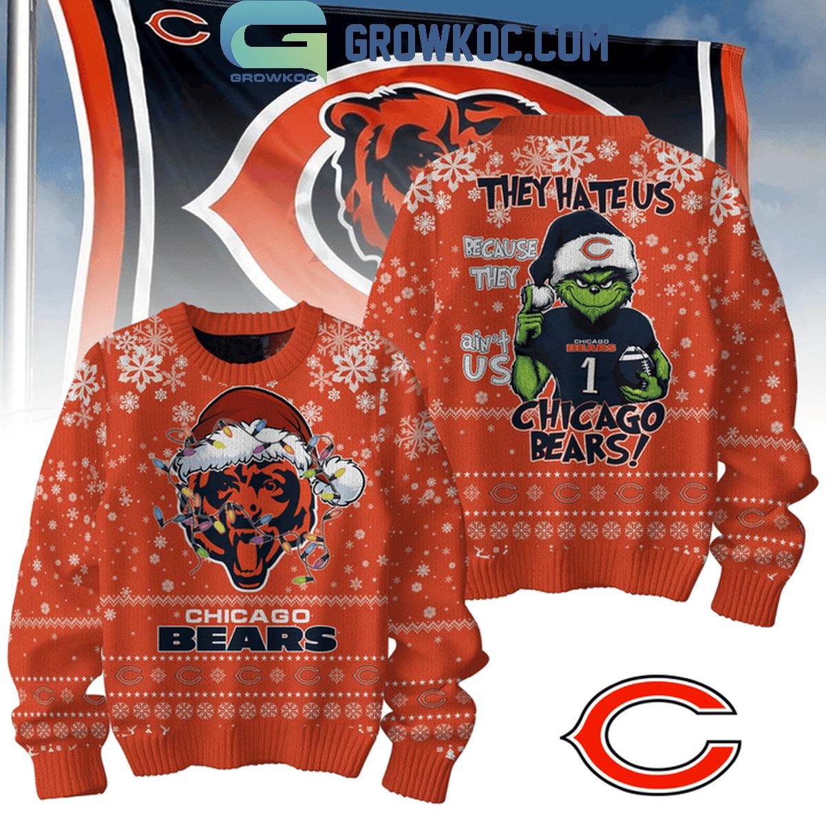 Chicago Bears They Hate Us Because The Aint Us Orange Christmas Ugly Sweater 1 aFZWB