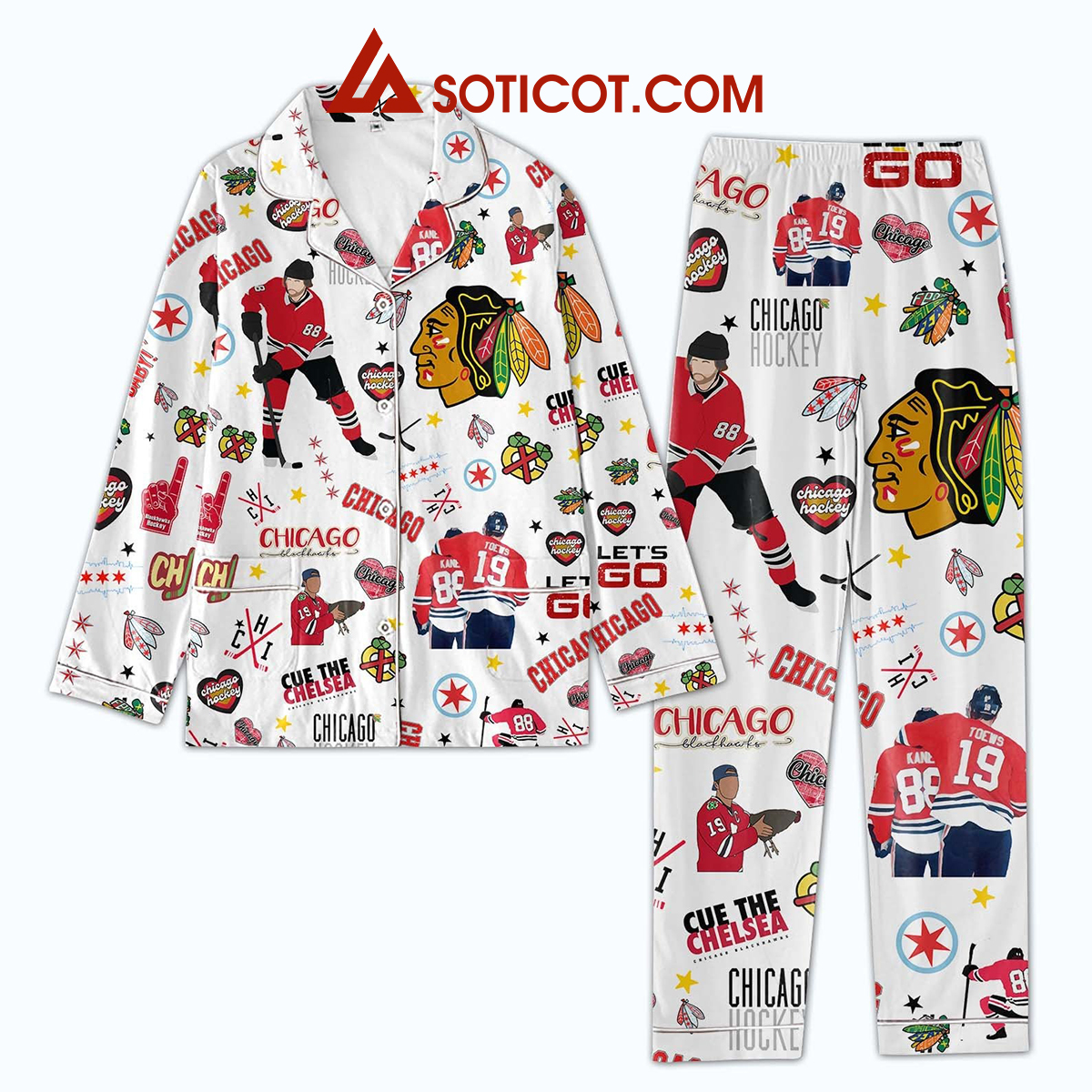 Chicago Blackhawks Hockey Lets Go Pajamas Set2B1 kxeJM