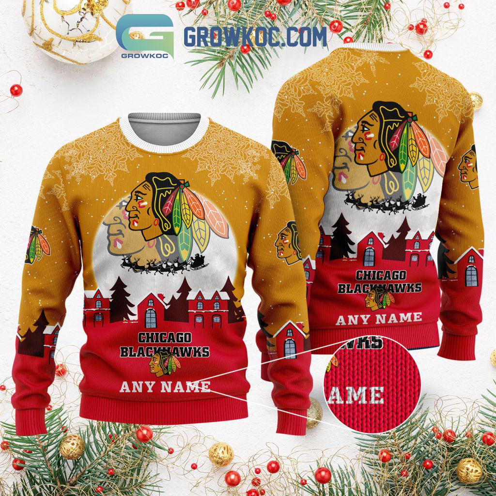 Chicago Blackhawks NHL Merry Christmas Personalized Ugly Sweater2B1 aNuR8