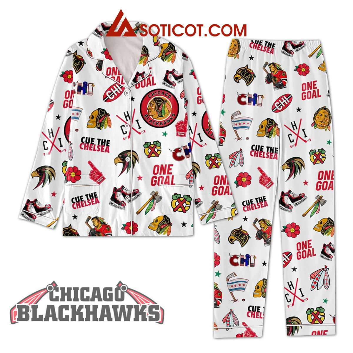 Chicago Blackhawks One Goal Cue The Chelsea Pajamas Set2B1 uiqkw