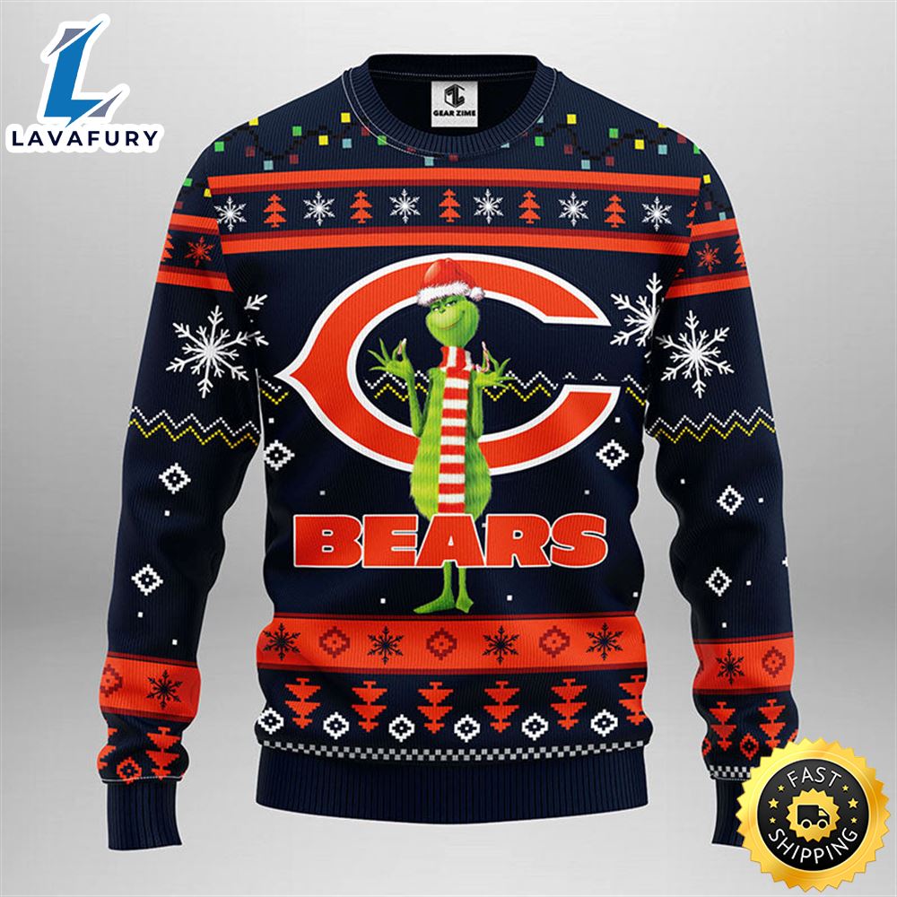 Chicago Bears Funny Grinch Christmas Ugly Sweater 1 gvbukl