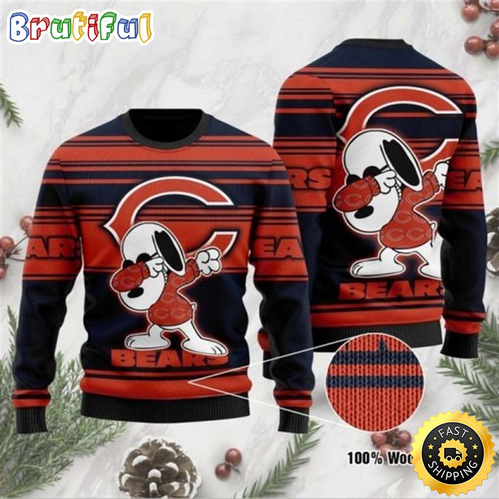 Chicago Bears Snoopy Dabbing Ugly Christmas Sweater 1 krzmpm