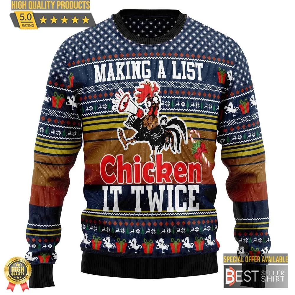 Chicken It Twice Ugly Christmas Sweater 1