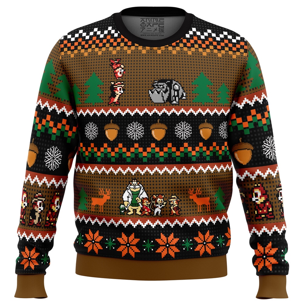 Chip n Dale Christmas Rangers PC Ugly Christmas Sweater front mockup