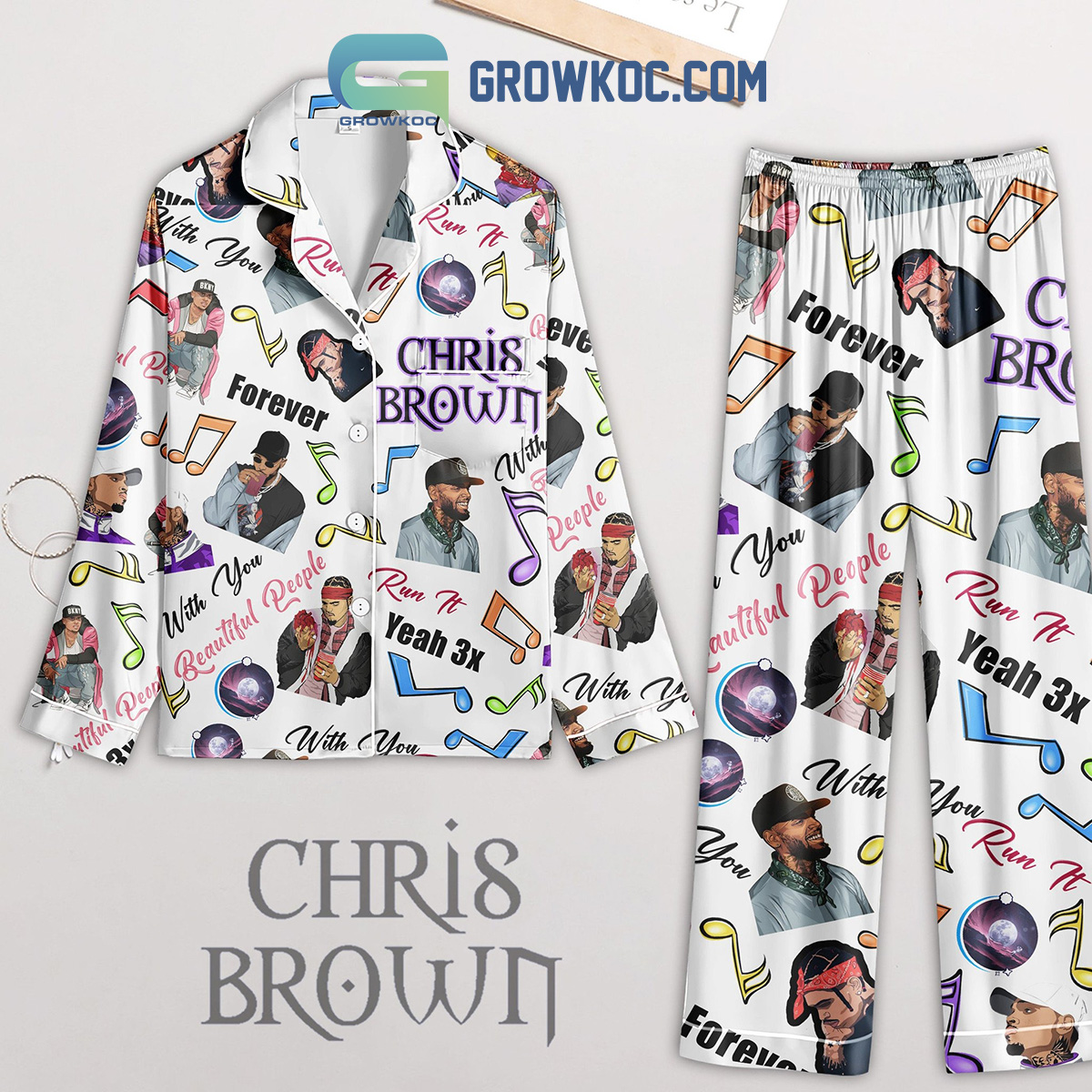 Chris Brown Forever Yeah Polyester Pajamas Set2B1 9G5mF