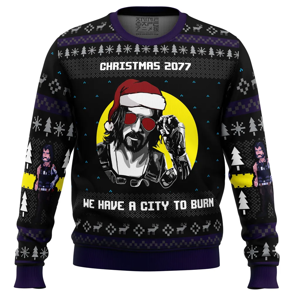 Christmas 2077 CF PC men sweatshirt FRONT mockup