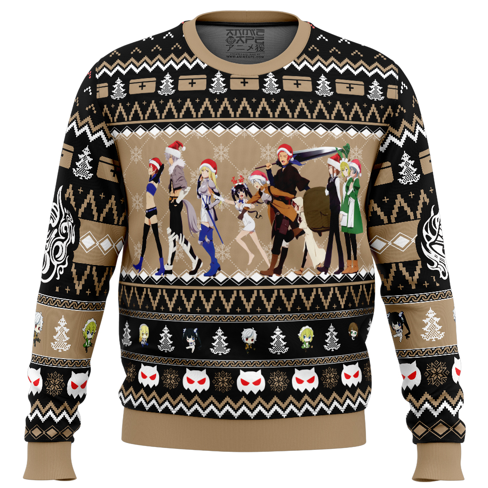 Christmas Adventure Danmaichi Ugly Christmas Sweater FRONT mockup