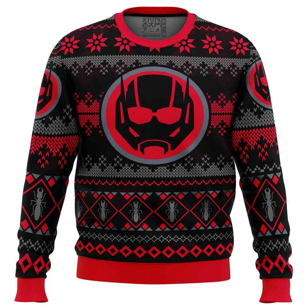 Christmas Ant man Marvel Comics Ugly Christmas Sweater FRONT mockup