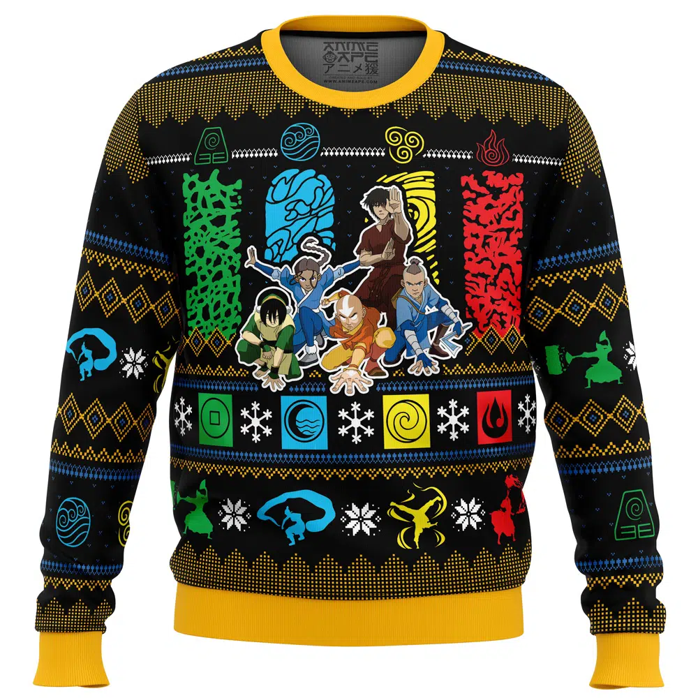 Christmas Avatar Last Airbender Ugly Christmas Sweater BACK mockup