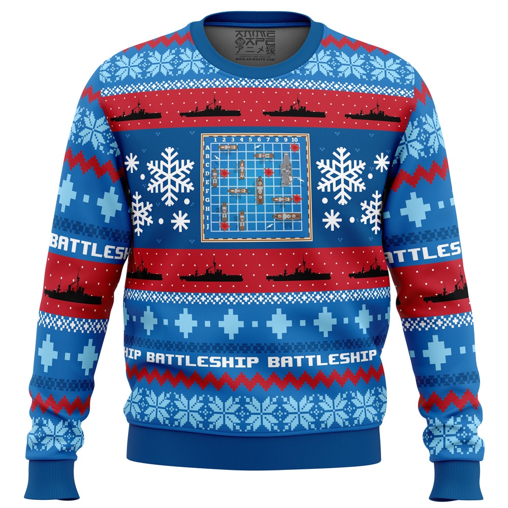 Christmas Battleship BG PC Ugly Christmas Sweater front mockup