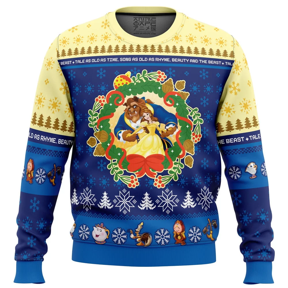 Christmas Beauty and the Beast Disney men sweatshirt FRONT mockup