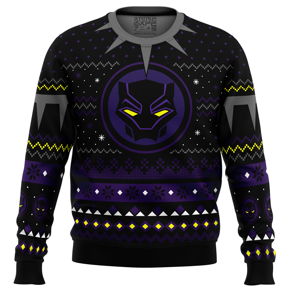 Christmas Black Panther Marvel Comics Ugly Christmas Sweater FRONT mockup