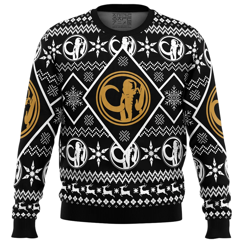 Christmas Black Ranger Power Rangers Ugly Christmas Sweater FRONT mockup