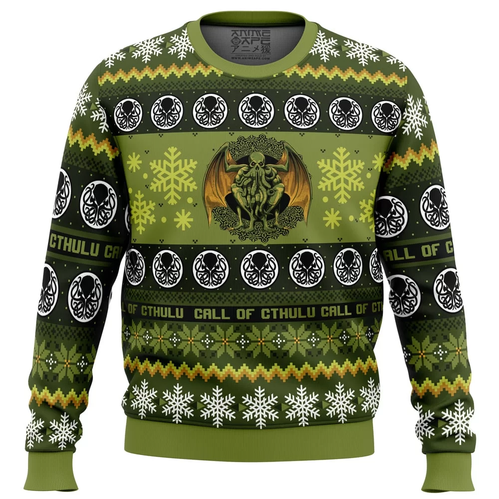 Christmas Call of Cthulu BG PC Ugly Christmas Sweater front mockup